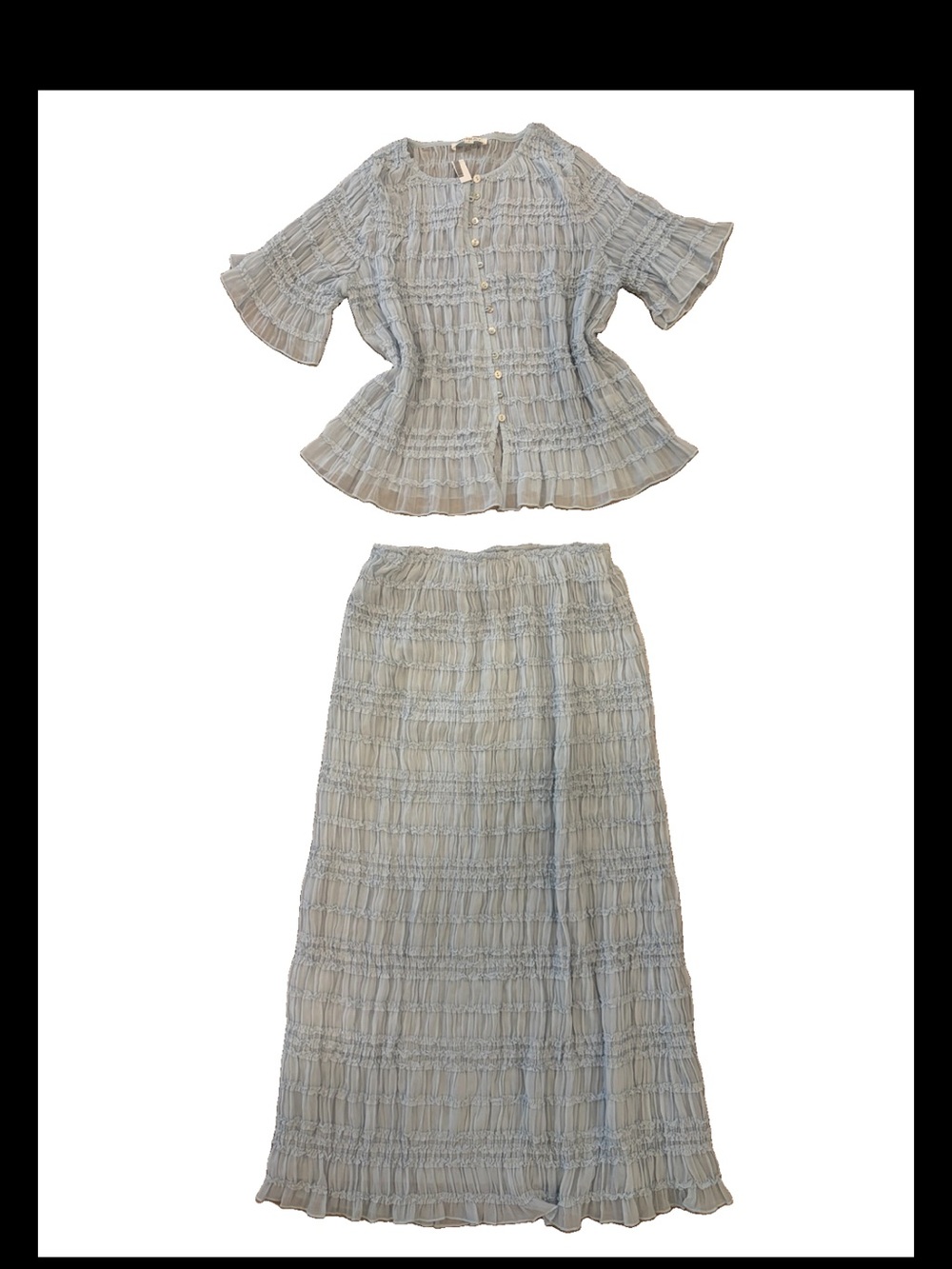 Wishlist S Skirt Blue Top Set Cocktail Dinner Date S Ruffle Maxi Skirt Hot S